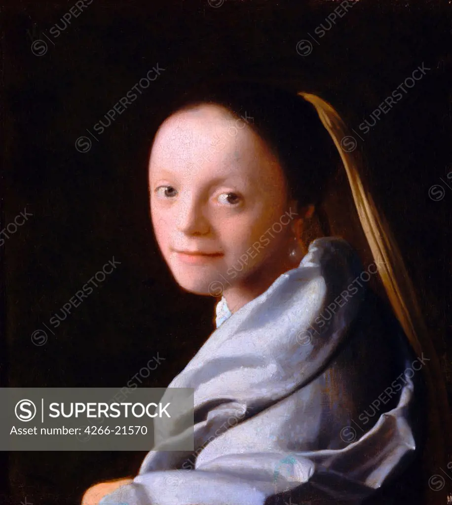 Study of a Young Woman by Vermeer, Jan (Johannes) (1632-1675)/ Metropolitan Museum of Art, New York/ ca. 1665-1667/ Holland/ Oil on canvas/ Baroque/ 44,5x40/ Portrait
