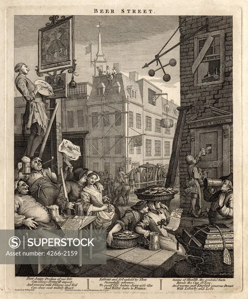 Drinking by William Hogarth, etching, 1751, 1697-1764, England, Private Collection