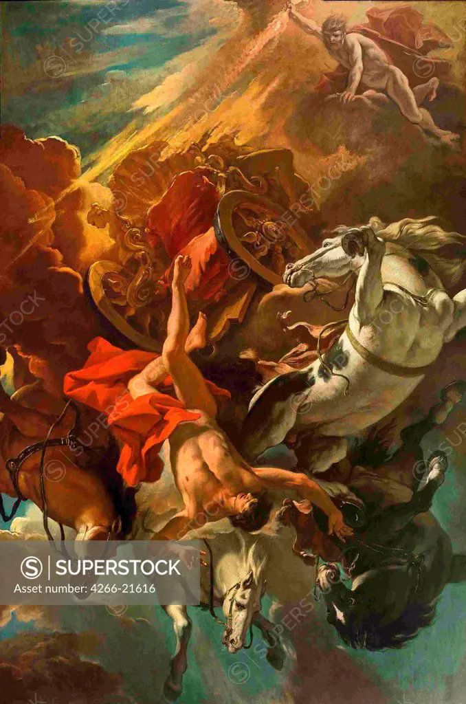 The fall of Phaeton by Ricci, Sebastiano (1659-1734)/ Museo Civico, Belluno/ Italy, Venetian School/ Oil on canvas/ Rococo/ Mythology, Allegory and Literature