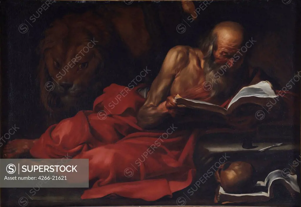 Saint Jerome by Ribera, Jose, de (1591-1652)/ Villa Margherita, Bordighera/ Spain/ Oil on canvas/ Baroque/ 103,2x149/ Bible