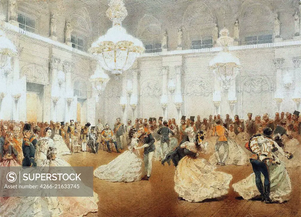 Ball in the Concert Hall of the Winter Palace during the Official Visit of Nasir al-Din Shah in May 1873, Zichy, Mihály (1827-1906)