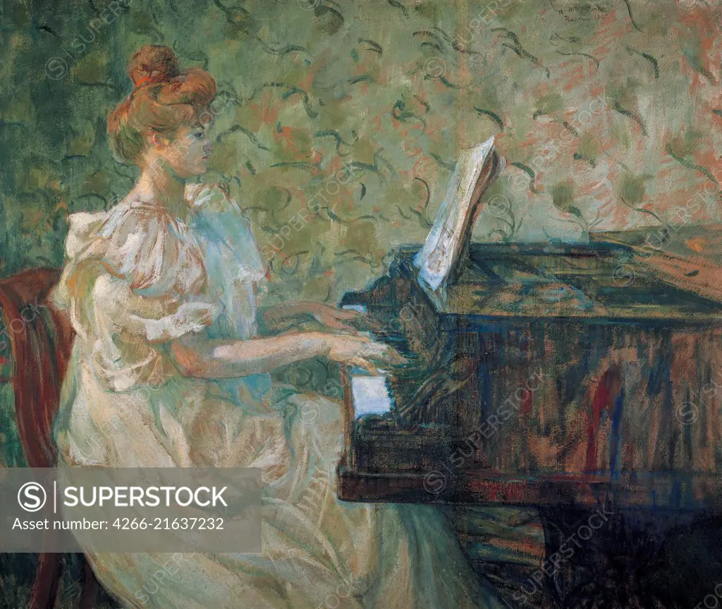 Misia Natanson at the Piano, Toulouse-Lautrec, Henri, de (1864-1901)