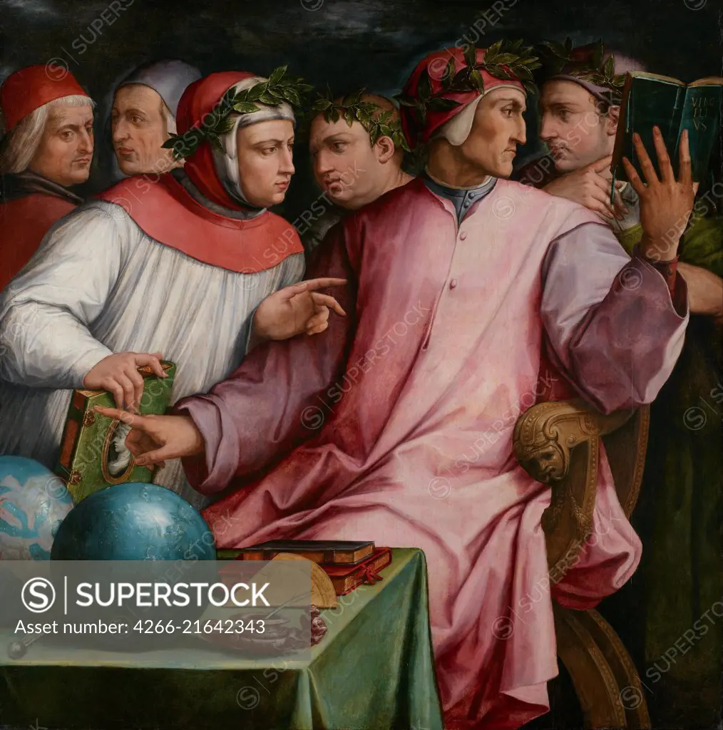 Group Portrait of Six Tuscan Poets (Dante, Petrarca, Boccaccio, Guido Cavalcanti, Marsilio Ficino and Cristofano Landino), Vasari, Giorgio (1511-1574)