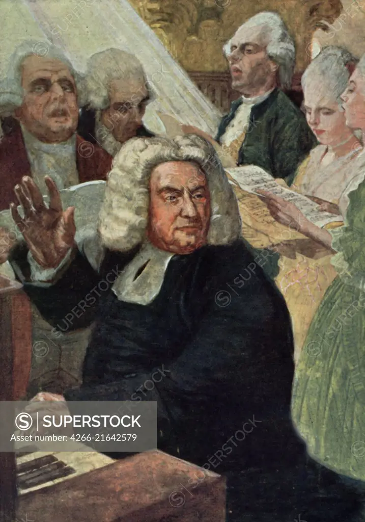 Johann Sebastian Bach at the organ, Anonymous  