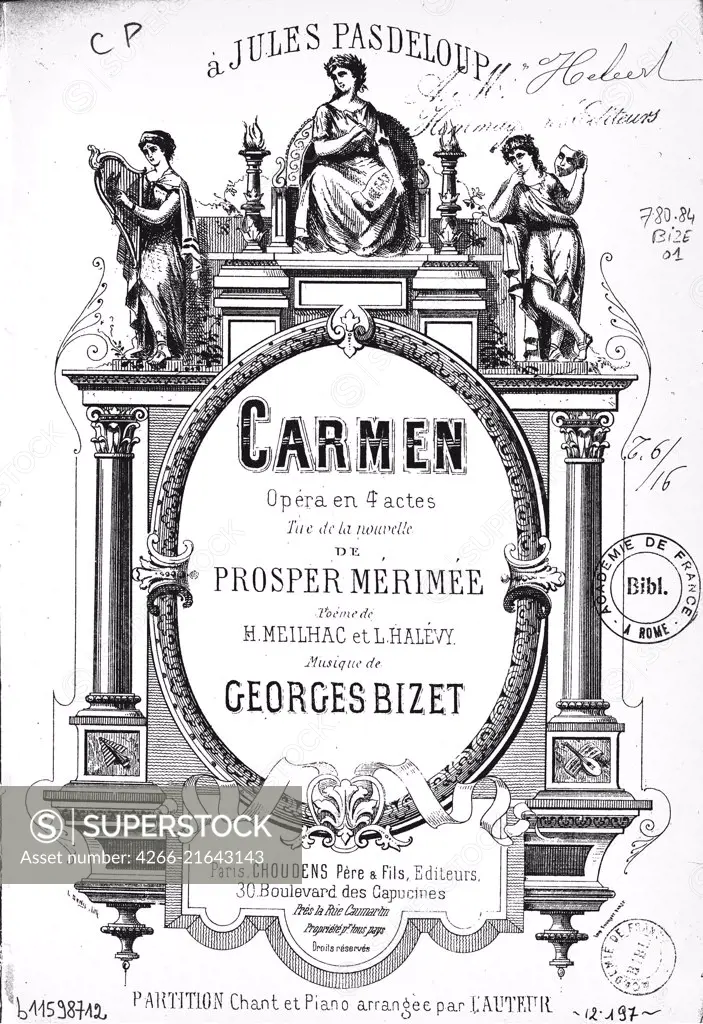 Cover of the vocal score of opera Carmen by Georges Bizet, Bizet, Georges (1838-1875)