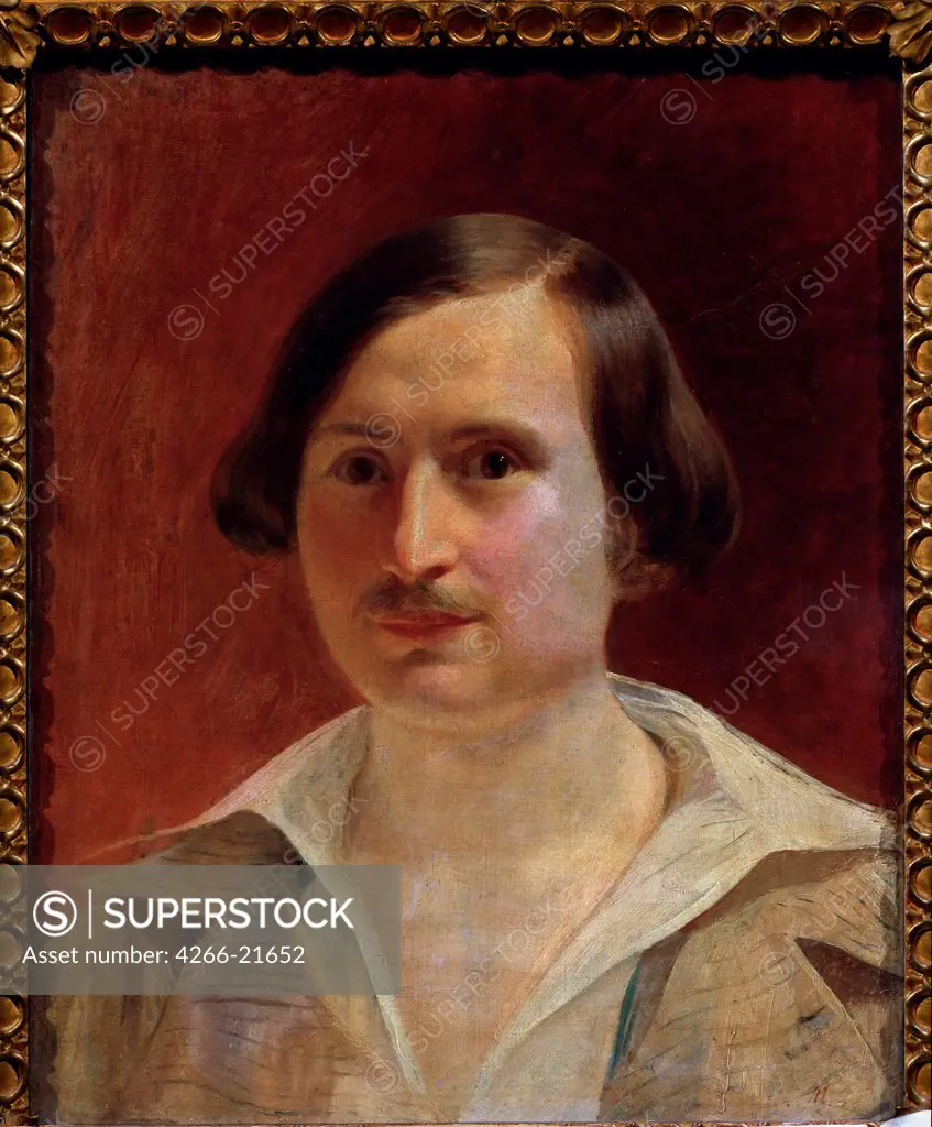 Portrait of the author Nikolai Gogol (1809-1852) by Moller, Fyodor Antonovich (1812-1874)/ State Russian Museum, St. Petersburg/ 1840s/ Russia/ Oil on canvas/ Russian Painting of 19th cen./ 46,3x37/ Portrait