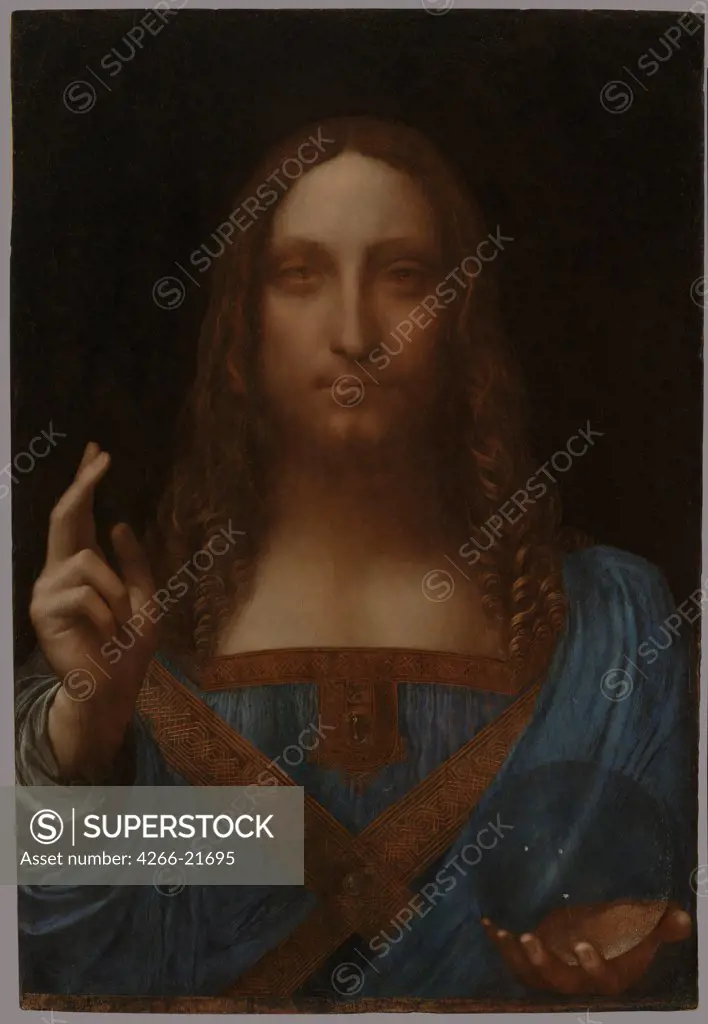 Christ as Salvator Mundi by Leonardo da Vinci (1452-1519)/ Private Collection/ ca 1499/ Italy, Florentine School/ Oil on wood/ Renaissance/ 65,5x45,1/ Bible