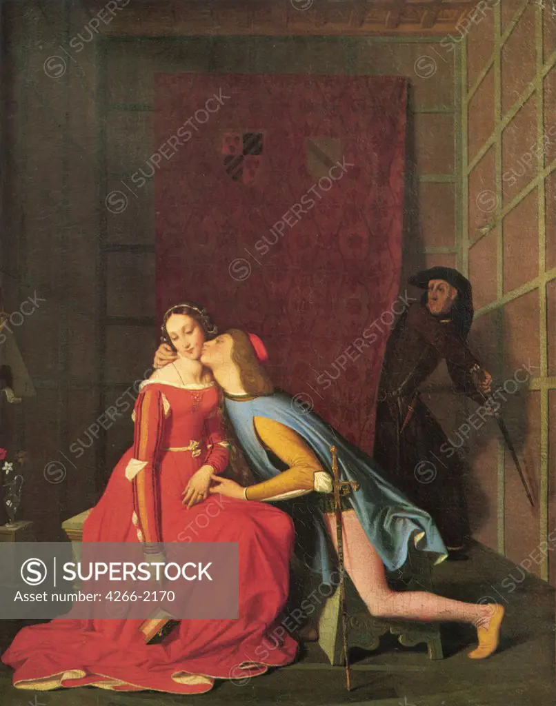 Gianciotto Discovers Paolo and Francesca by Jean Auguste Dominique Ingres, oil on canvas, 1780-1867, Musee Turpin de Crisse, Angers