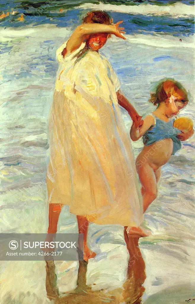 Kids on beach by Joaquin Sorolla, oil on canvas, 1909, 1863-1923, private collection, 175x115
