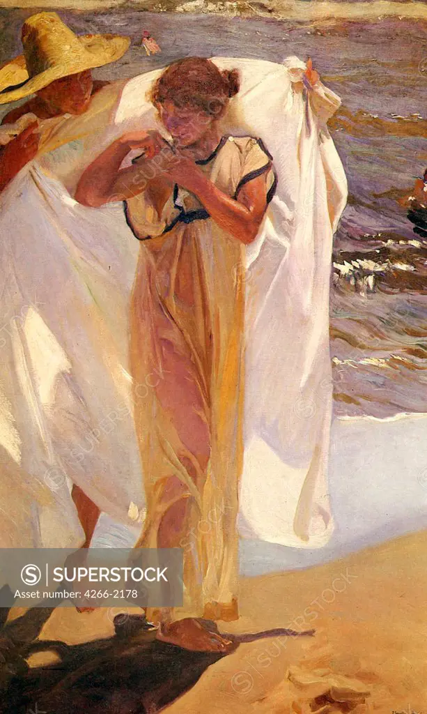 Couple on beach by Joaquin Sorolla, oil on canvas, 1908, 1863-1923, United States of America, New York, The Hispanic Society of America, 176x111, 5