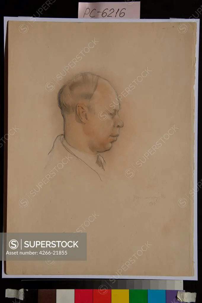 Portrait of the composer Sergei Prokofiev (1891-1953) by Vysheslavtsev, Nikolai Nikolayevich (1840-1952)/ State Tretyakov Gallery, Moscow/ 1934/ Russia/ Pencil, sanguine on paper/ Modern/ 31,2x23,2/ Portrait