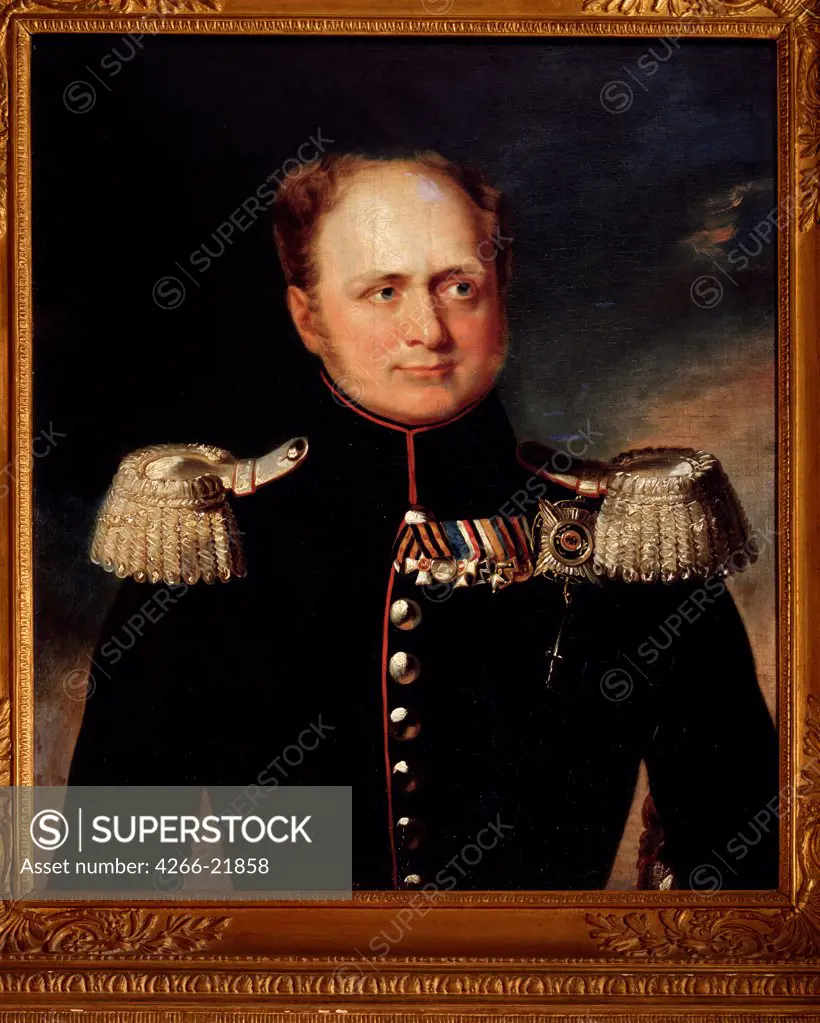 Portrait of Emperor Alexander I (1777-1825) by Polyakov, Nikolai  / State History Museum, Moscow/ Russia/ Oil on canvas/ Russian Painting of 19th cen./ Portrait