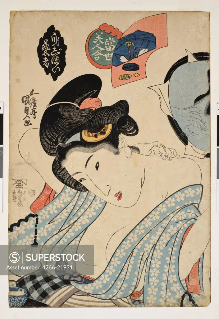 Coming Out Preparation. (Competition of beautiful women) by Kunisada (Toyokuni III), Utagawa (1786-1865)/ Honolulu Academy of Arts/ c. 1830/ Japan/ Colour linocut/ The Oriental Arts/ 37,8x25,7/ Genre