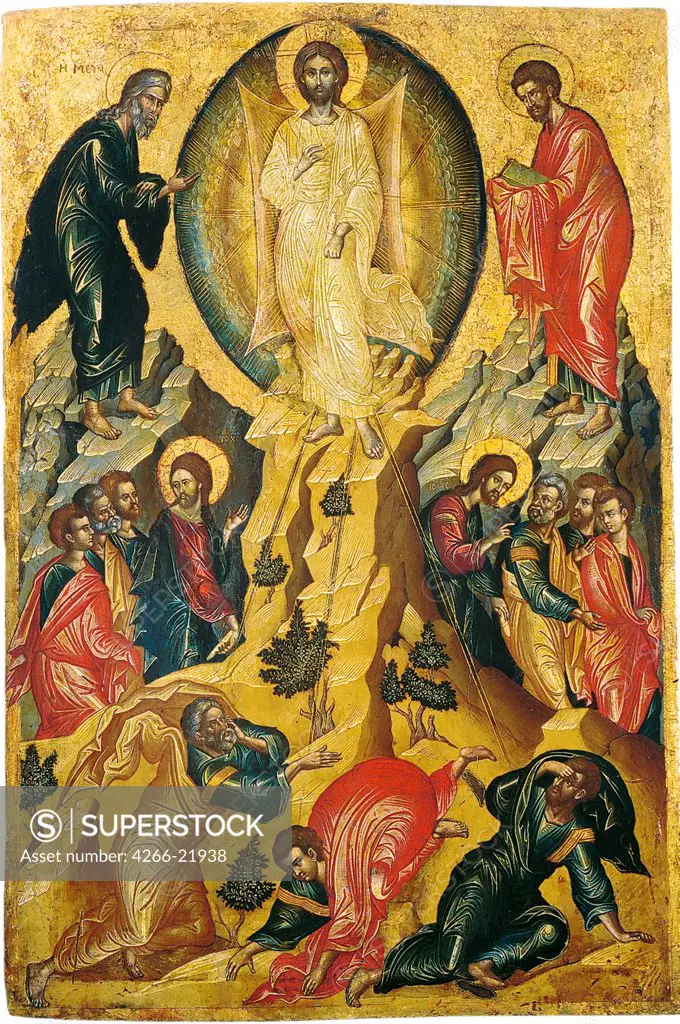 The Transfiguration of Jesus by Anonymous  / Ikonen Museum Recklinghausen/ Mid of 16th cen./ Greece/ Tempera on panel/ Icon Painting/ 76,5x51/ Bible