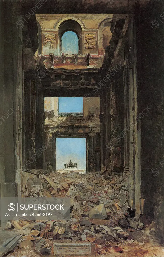 Ruins by Ernest Jean Louis Meissonier, oil on canvas, 1877, 1815-1891, France, Compiegne, Musee Antoine Vivenel, 135x95