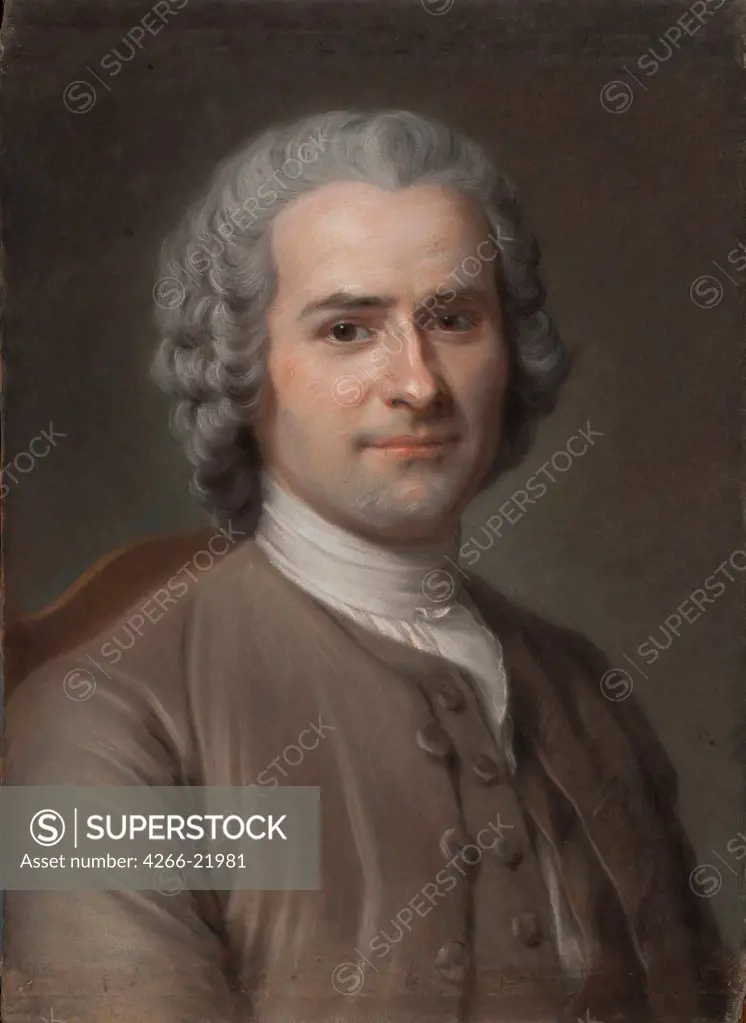 Portrait of Jean-Jacques Rousseau (1712-1778) by La Tour, Maurice Quentin de (1704-1788)/ Musee Antoine Lecuyer, Saint-Quentin, France/ France/ Pastel on paper/ Rococo/ 45x35,5/ Portrait
