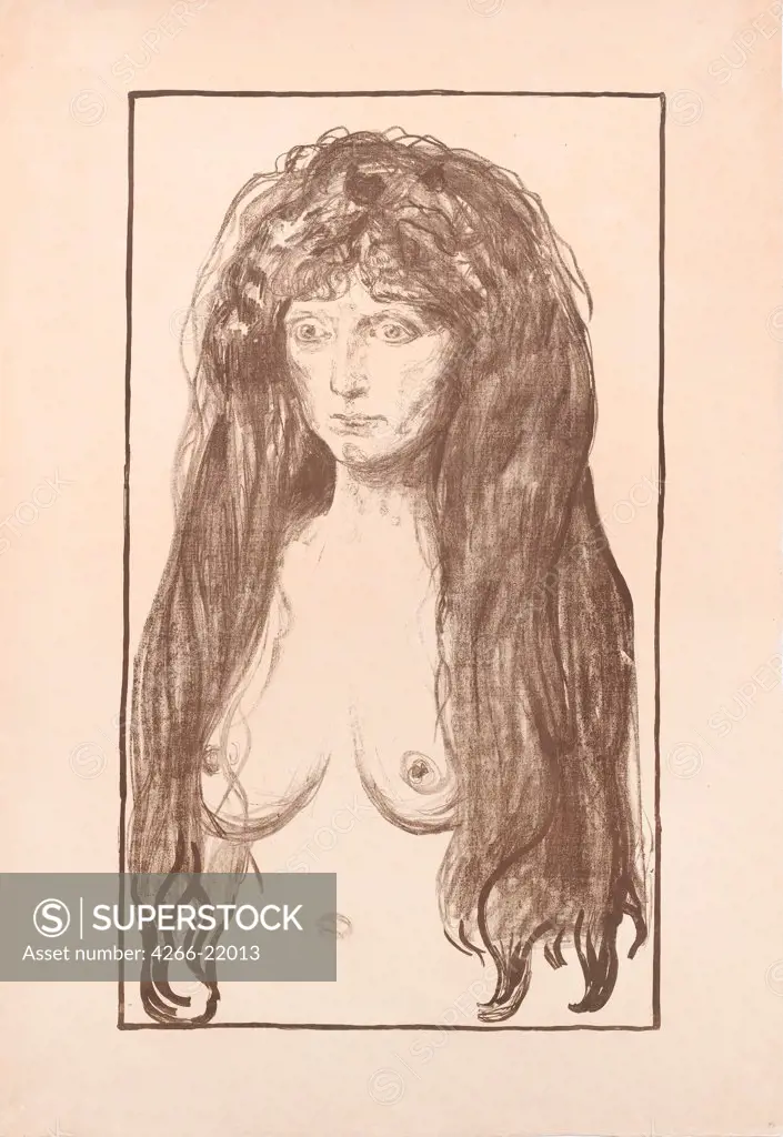 The Sin by Munch, Edvard (1863-1944)/ Leopold Museum, Vienna/ 1902/ Norway/ Lithograph/ Expressionism/ 85,5x58,2/ Portrait,Mythology, Allegory and Literature