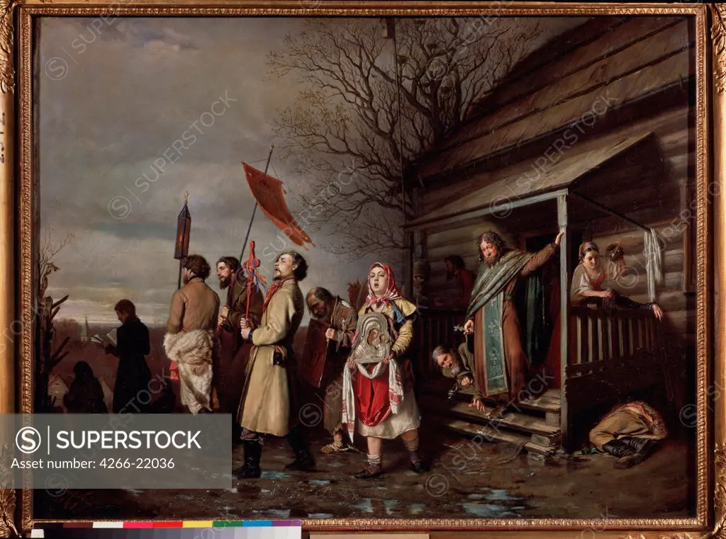 Easter procession by Perov, Vasili Grigoryevich (1834-1882)/ State Tretyakov Gallery, Moscow/ 1861/ Russia/ Oil on canvas/ Russian Painting of 19th cen./ 71,5x89/ Genre