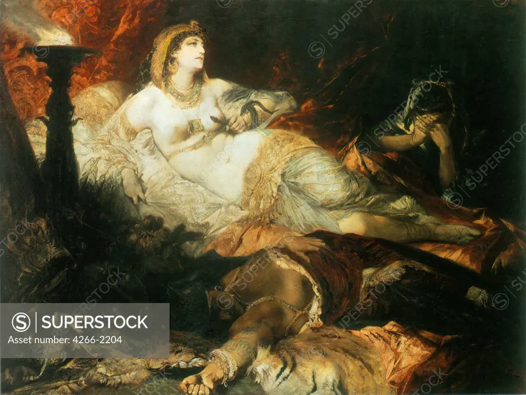 Death of Cleopatra by Hans Makart, oil on canvas, 1875, 1840-1884, Germany, Kassel, Staatliche Museen, 191x255