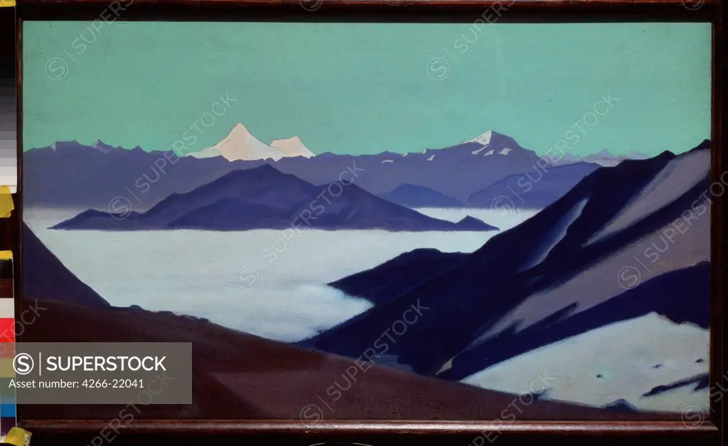 The Himalayas. Fog in the mountains by Roerich, Nicholas (1874-1947)/ State Russian Museum, St. Petersburg/ before 1936/ Russia/ Tempera on canvas/ Symbolism/ 46x79/ Landscape