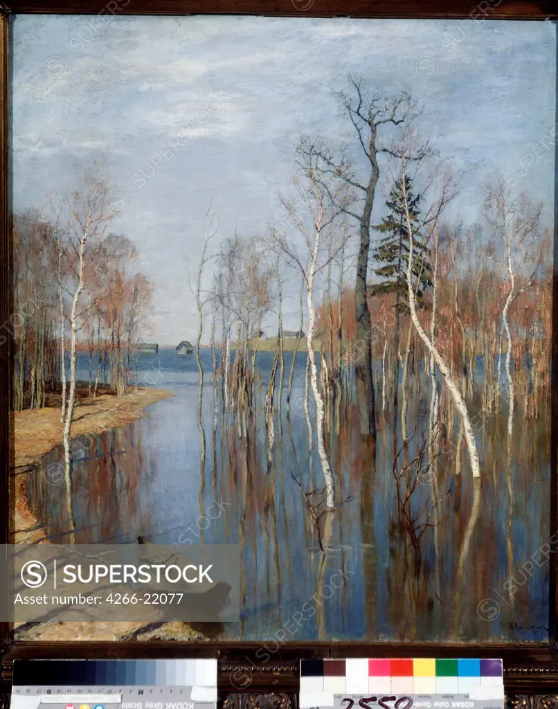 Spring. High water by Levitan, Isaak Ilyich (1860-1900)/ State Tretyakov Gallery, Moscow/ 1897/ Russia/ Oil on canvas/ Russian Painting of 19th cen./ 64,2x57,5/ Landscape