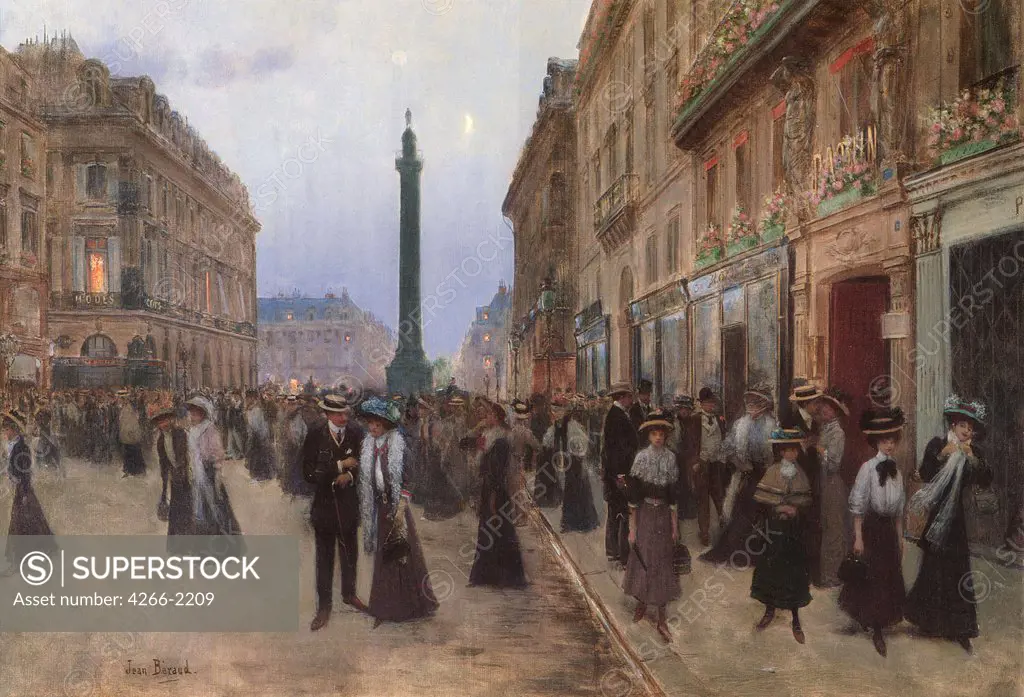 Paris street by Jean Beraud, oil on canvas, 1907, 1849-1936, Private Collection, 66x92