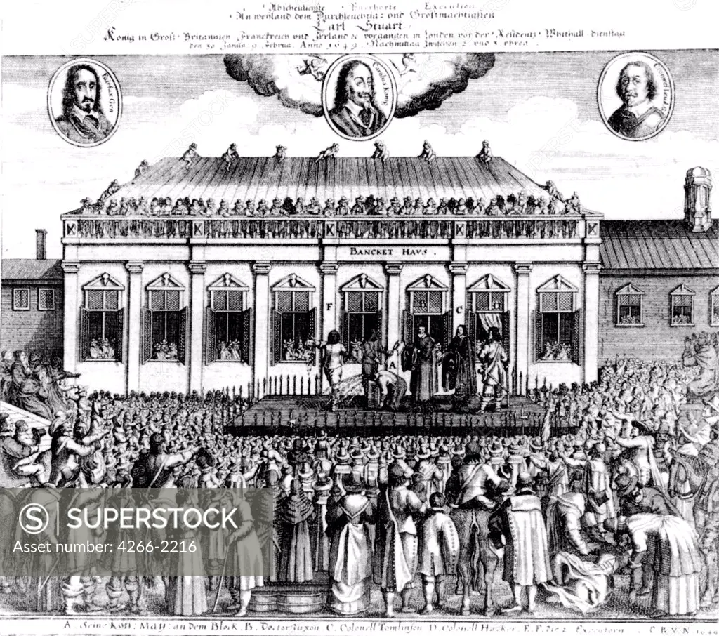Execution of Charles I by unknown painter, etching, 1649, Private Collection,