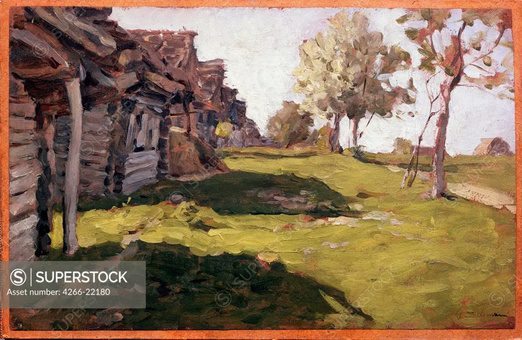 Sunlit day. A small village by Levitan, Isaak Ilyich (1860-1900)/ State Tretyakov Gallery, Moscow/ 1898/ Russia/ Oil on canvas/ Russian Painting of 19th cen./ 14,5x23/ Landscape