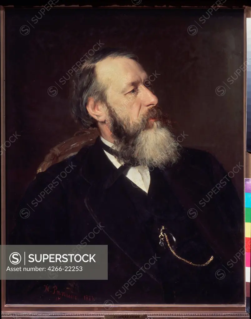 Portrait of the critic Vladimir Stasov (1824-1906) by Repin, Ilya Yefimovich (1844-1930)/ State Tretyakov Gallery, Moscow/ 1873/ Russia/ Oil on canvas/ Russian Painting of 19th cen./ 78x63/ Portrait