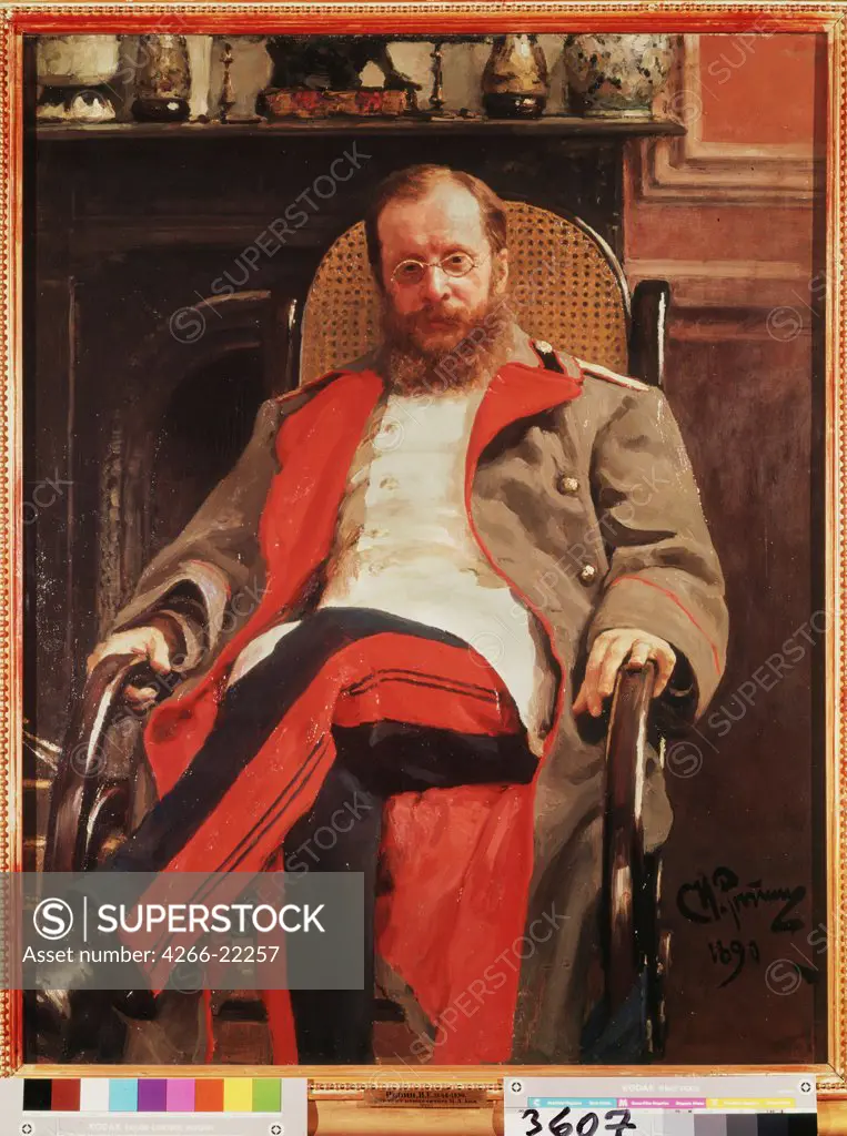 Portrait of the composer Cesar Antonovich Cui (1835-1918) by Repin, Ilya Yefimovich (1844-1930)/ State Tretyakov Gallery, Moscow/ 1890/ Russia/ Oil on canvas/ Russian Painting of 19th cen./ 125x98/ Music, Dance,Portrait
