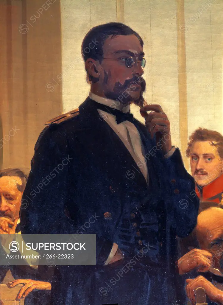 The composer Nikolay Rimsky-Korsakov (Detail of the painting Slavonic composers) by Repin, Ilya Yefimovich (1844-1930)/ State Conservatory, Moscow/ 1872/ Russia/ Oil on canvas/ Russian Painting of 19th cen./ Music, Dance,Portrait