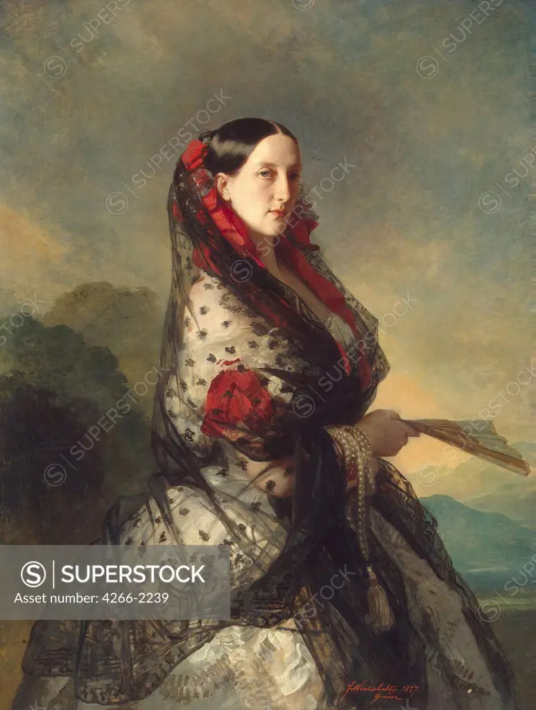 Portrait of Grand Duchess Maria Nikolaevna by Franz Xavier Winterhalter, oil on canvas, 1857, 1805-1873, Russia, St Petersburg, State Hermiatge,