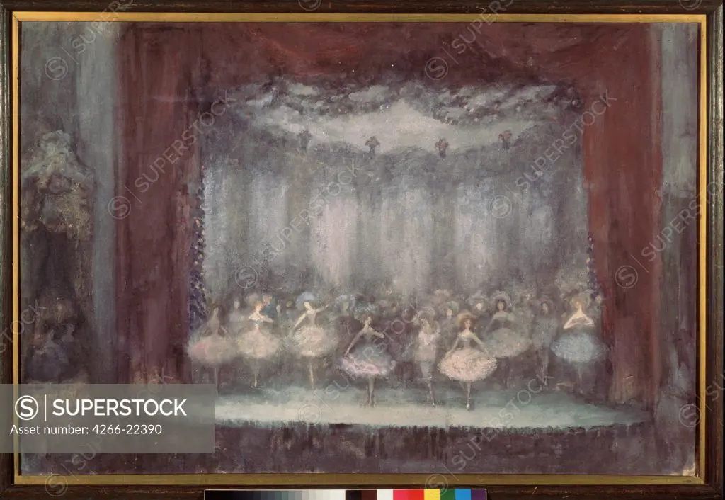 A ballet by Sapunov, Nikolai Nikolayevich (1880-1912)/ State Tretyakov Gallery, Moscow/ 1906/ Russia/ Tempera, silver, bronze and black chalk on cardboard/ Art Nouveau/ 69x102/ Opera, Ballet, Theatre