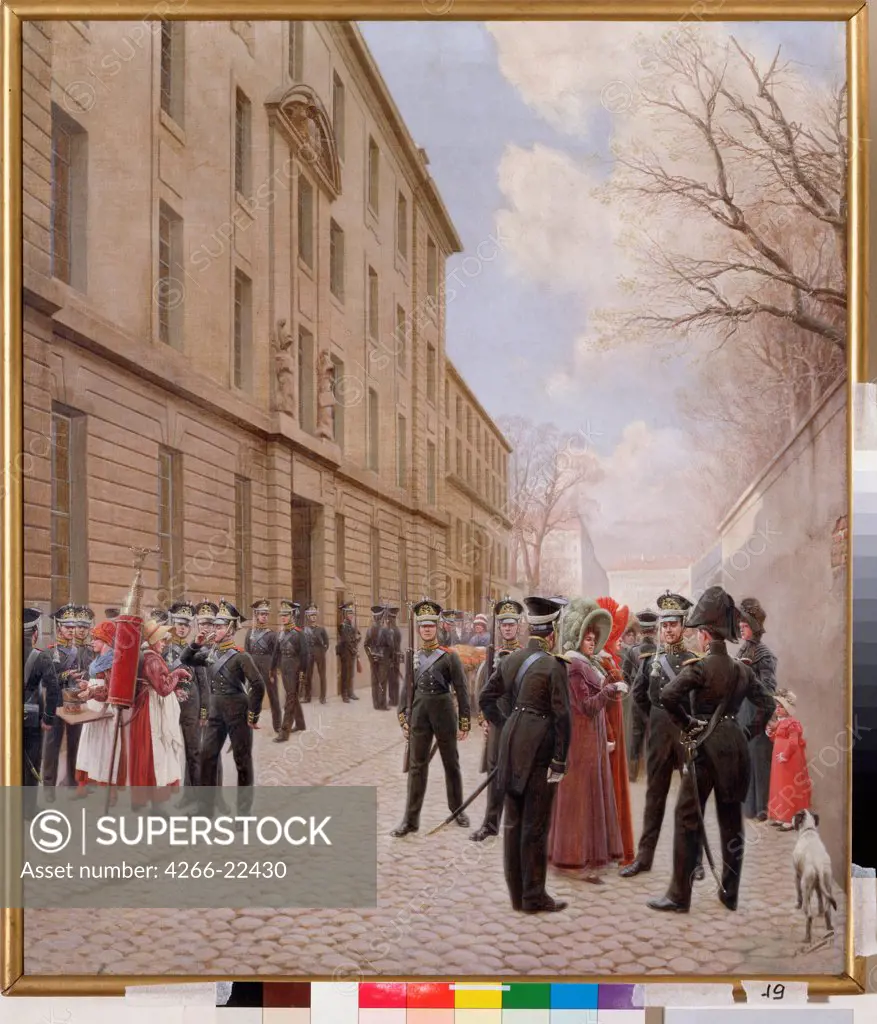Russian Imperial Guards in Paris in 1814 by Rosen, Ivan Semyonovich (1857-1918)/ State Central Navy Museum, St. Petersburg/ 1911/ Russia/ Oil on canvas/ Russian Painting, End of 19th - Early 20th cen./ 80x70/ Genre,History
