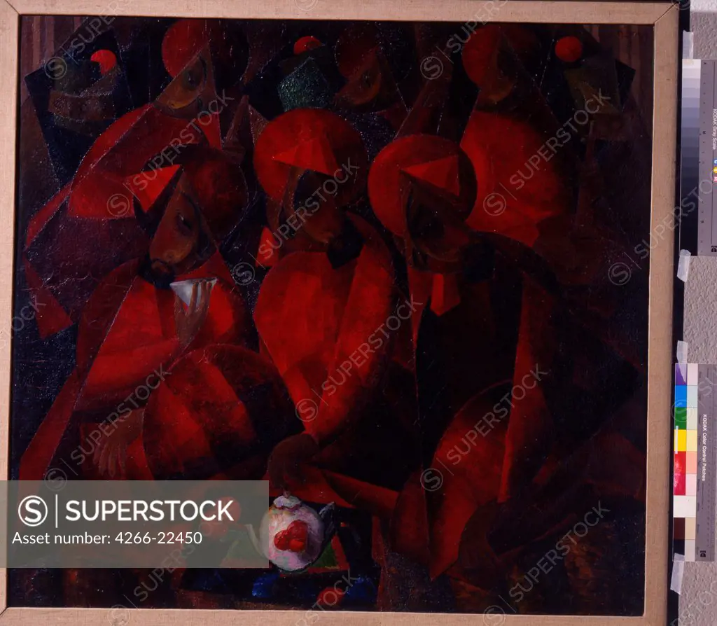 Garnet Red Tea House by Volkov, Alexander Nikolayevich (1886-1957)/ State Tretyakov Gallery, Moscow/ 1924/ Russia/ Oil on canvas/ Russian avant-garde/ 105x116/ Genre