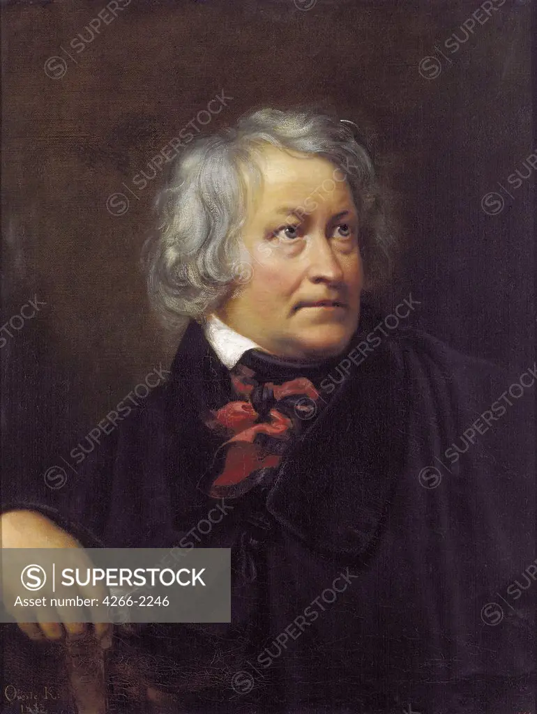 Portrait of Bertel Thorvaldsen by Orest Adamovich Kiprensky, oil on canvas, 1833, 1782-1836, Russia, St Petersburg, State Russian Museum, 79, 5x65
