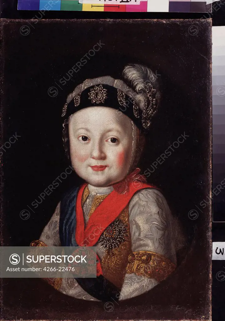 Portrait of Grand Duke Pavel Petrovich (1754-1801) as child by Russian master  / Regional Art Gallery, Vologda/ Second Half of the 18th cen./ Russia/ Oil on canvas/ Russian Art of 18th cen./ 54x37/ Portrait