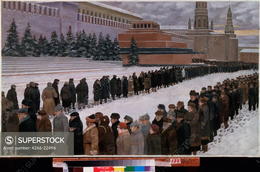 To the Lenin's Mausoleum by Ovchinnikov, Alexander Vasilyevich (1882-1941)/ Regional A. Deineka Art Gallery, Kursk/ 1939/ Russia/ Oil on canvas/ Soviet Art/ 61,5x101/ Genre