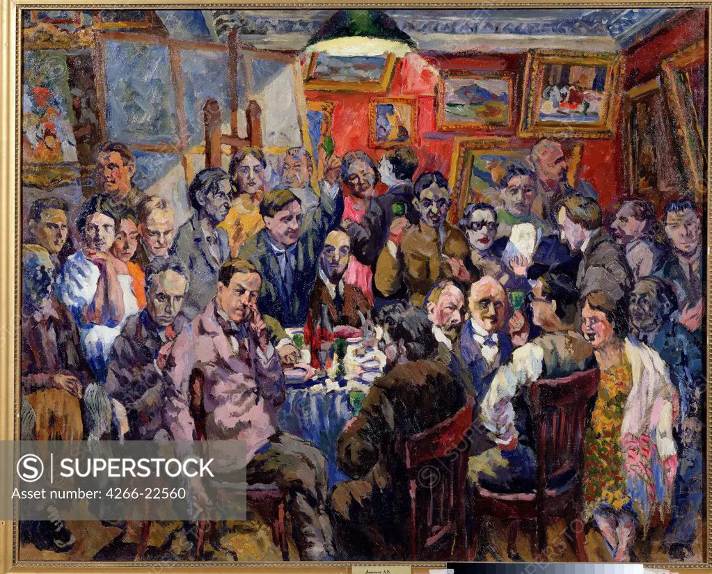 Moscow Artists by Lentulov, Aristarkh Vasilyevich (1882-1943)/ Regional K. Savitsky Art Gallery, Pensa/ 1927/ Russia/ Oil on canvas/ Modern/ 101,5x126/ Portrait,Genre