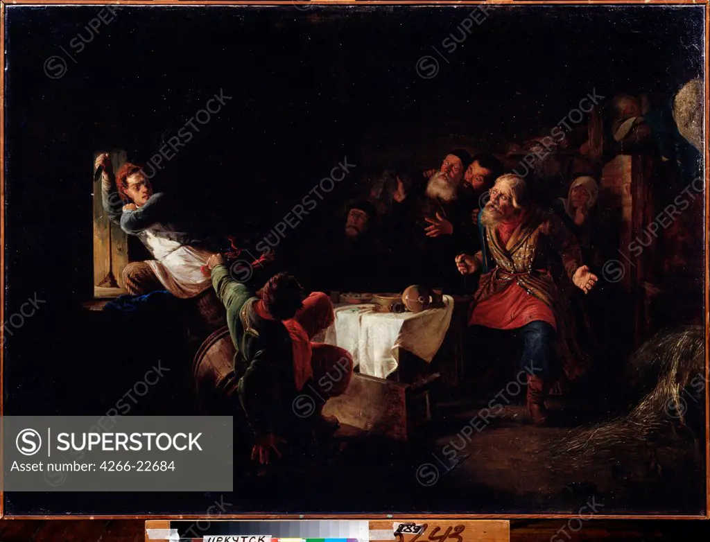 The Flight of False Dmitriy by Myasoedov, Grigori Grigoryevich (1834-1911)/ State Art Museum, Irkutsk/ Russia/ Oil on canvas/ Russian Painting of 19th cen./ 90x125/ Genre,History