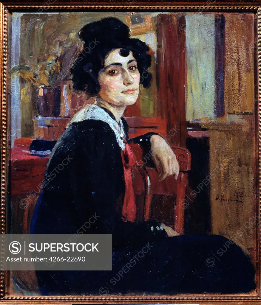 A frenchwoman by Korin, Alexei Mikhaylovich (1865-1923)/ State S. Ersya Mordovian Art Museum, Saransk/ 1912/ Russia/ Oil on canvas/ Russian Painting, End of 19th - Early 20th cen./ 80x72/ Portrait