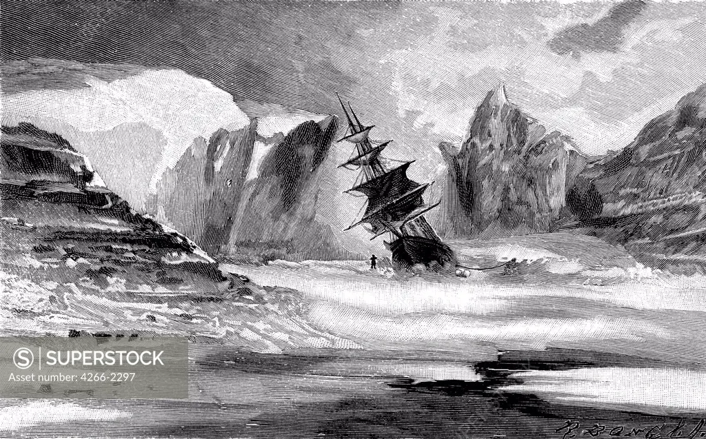 Arctic expedition by unknown artist, Woodcut, Private Collection