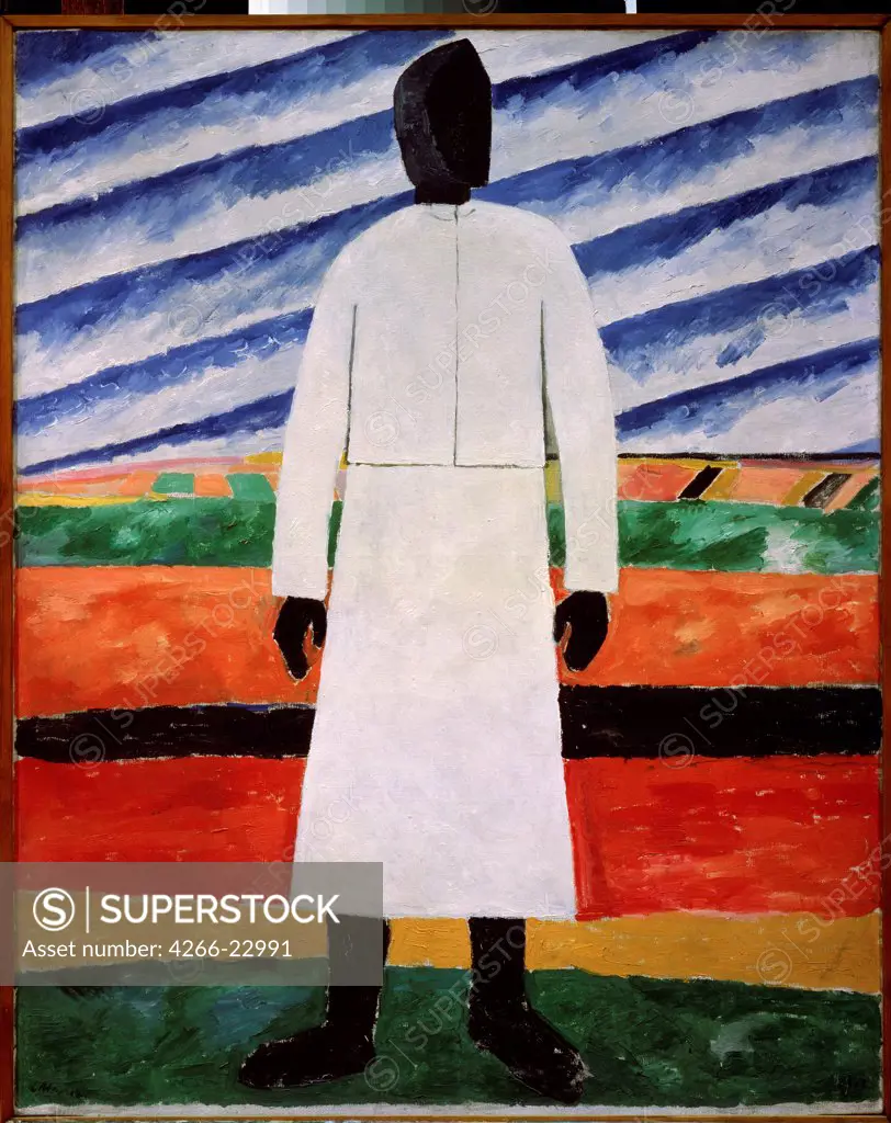 Farmer's wife with the black face by Malevich, Kasimir Severinovich (1878-1935)/ State Russian Museum, St. Petersburg/ 1928-1932/ Russia/ Oil on canvas/ Russian avant-garde/ 98,5x80/ Genre