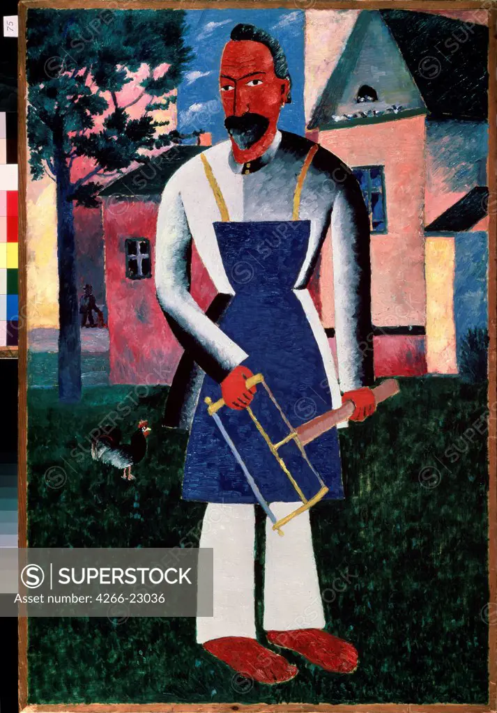 Summer Resident by Malevich, Kasimir Severinovich (1878-1935)/ State Russian Museum, St. Petersburg/ 1910-1912 or after 1927/ Russia/ Oil on wood/ Russian avant-garde/ 108x72/ Genre