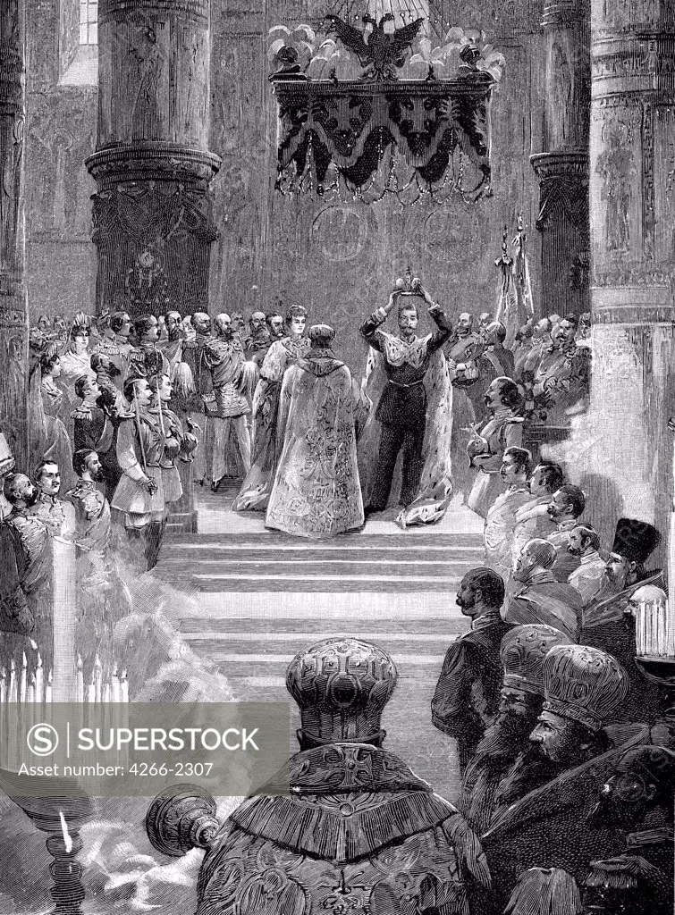 Coronation of russian tsar by Anonymous painter, woodcut, 1896-1898, Private Collection