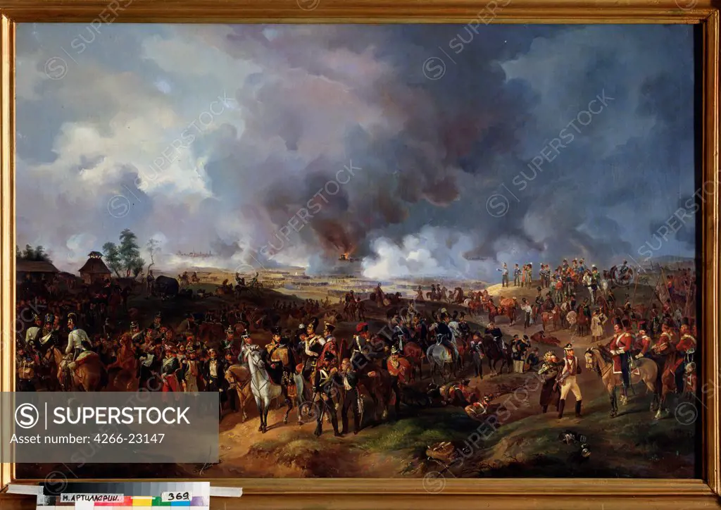 The Battle of the Nations of Leipzig on October 1813 by Sauerweid, Alexander Ivanovich (1783-1844)/ State Central Artillery Museum, St. Petersburg/ 1844-1845/ Russia/ Oil on canvas/ Russian Painting of 19th cen./ 98x147/ History