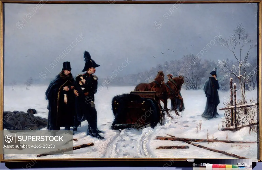 Duel between Alexander Pushkin and Georges d'Anthes by Naumov, Alexey Avvakumovich (1840-1895)/ A. Pushkin Memorial Museum, St. Petersburg/ 1884/ Russia/ Oil on canvas/ Russian Painting of 19th cen./ 111x177,7/ Genre