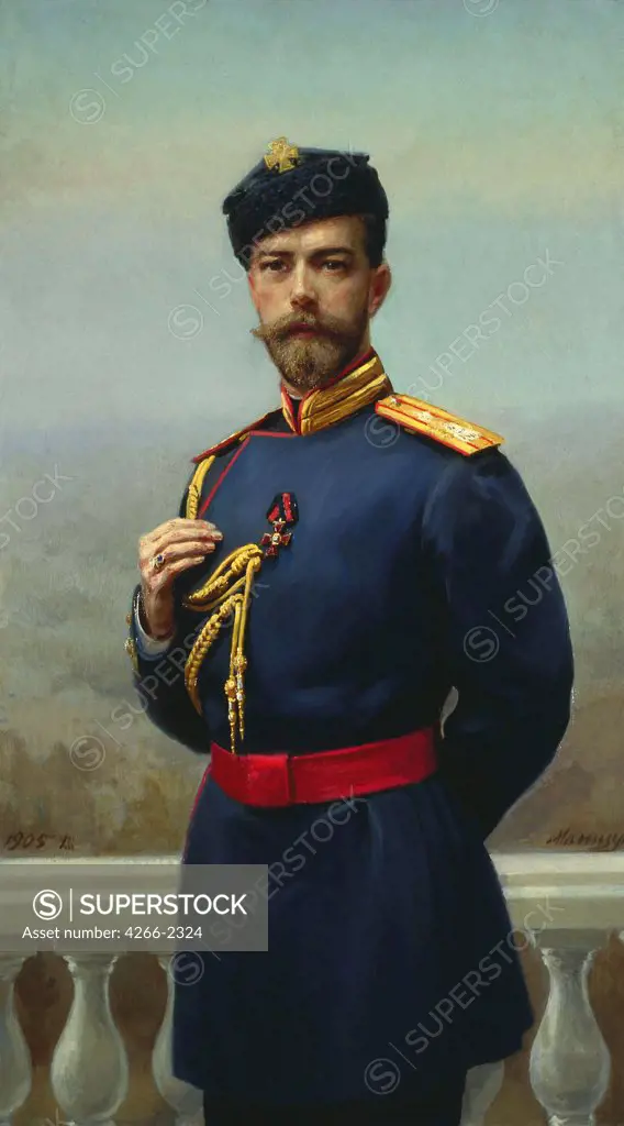 Portrait of tsar Nicholas II by Genrich Matveyevich Maniser, oil on canvas, 1905, 1847-1925, Russia, Moscow, State History Museum,