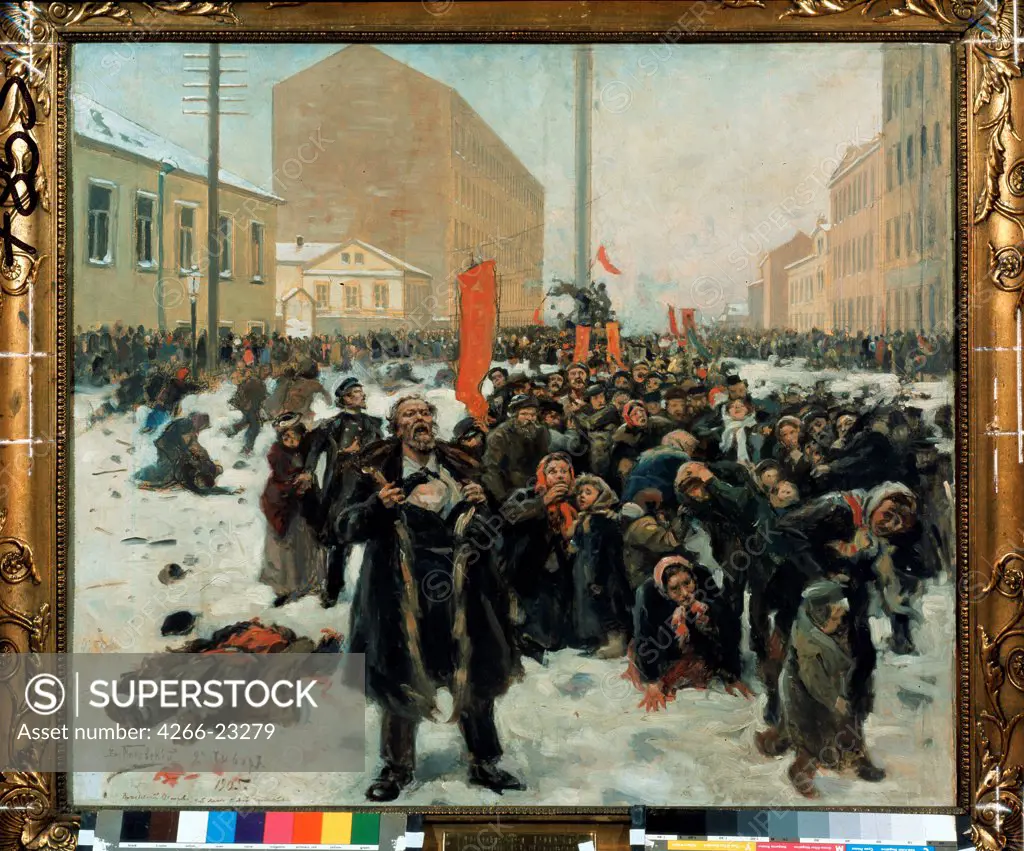 Bloody Sunday (22 January 1905) by Makovsky, Vladimir Yegorovich (1846-1920)/ State Museum of Revolution, Moscow/ 1905/ Russia/ Oil on canvas/ Russian Painting, End of 19th - Early 20th cen./ History