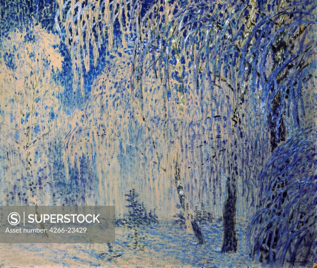 Hoarfrost by Grabar, Igor Emmanuilovich (1871-1960)/ Regional A. and V. Vasnetsov Art Museum, Kirov/ 1904/ Russia/ Oil on cardboard/ Russian Painting, End of 19th - Early 20th cen./ 67,7x78,3/ Landscape